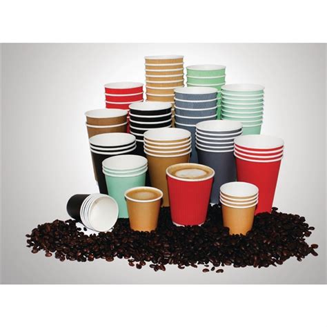 Fiesta Recyclable Takeaway Coffee Cups Ripple Wall Kraft 340ml Pack Of