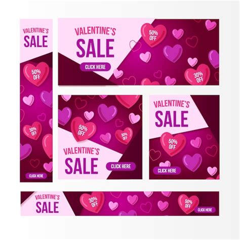 Free Vector Flat Design Valentine S Day Sale Banners