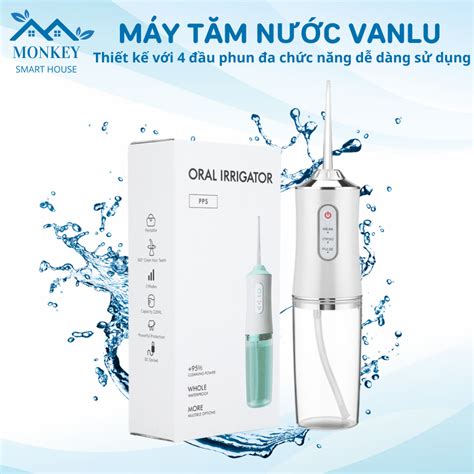 Máy tăm nước cầm tay cao cấp Optismile Vanlu 3 chế độ nước vệ sinh