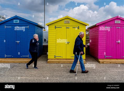 Colourful Beach Huts Seaford East Sussex Uk Stock Photo Alamy