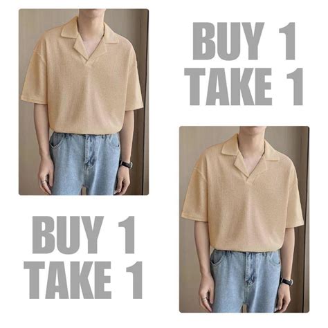 BUY 1 TAKE 1 KILY PH Waffle Knit Polo Shirt Without Buttons 15 23