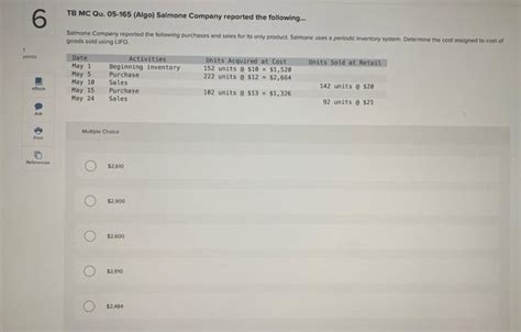 Solved TB MC Qu 05 165 Algo Salmone Company Reported The Chegg