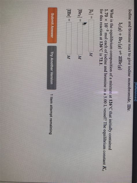 Solved Iodine And Bromine React To Give Iodine Monobromide