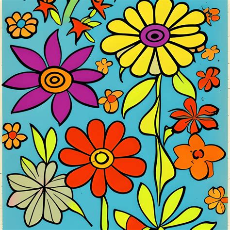 1960s Groovy Hippie Flowers · Creative Fabrica