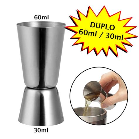 Dosador Medidor De Bebidas Drinks Duplo Barmen Inox Ml E Ml Em