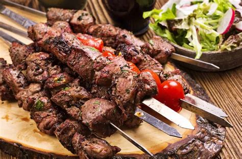 Marinated Greek Lamb Souvlaki Recipe Skewers With Pita And Tzatziki My Greek Dish