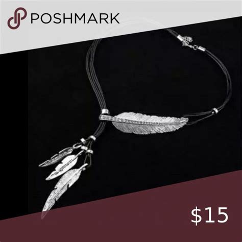 Bohemian Style Black Rope Chain Feather Pattern Black Rope Rope