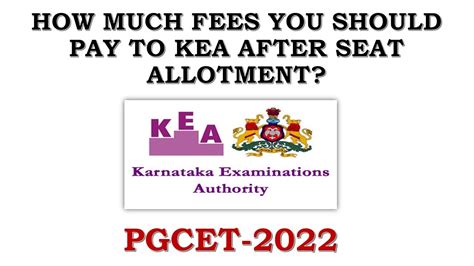 Kea Fees Structure For Pgcet Mba Mca M Tech Youtube