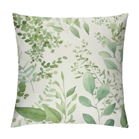 Comio Sage Green Pillow Covers Spring Watercolor Eucalyptus Floral