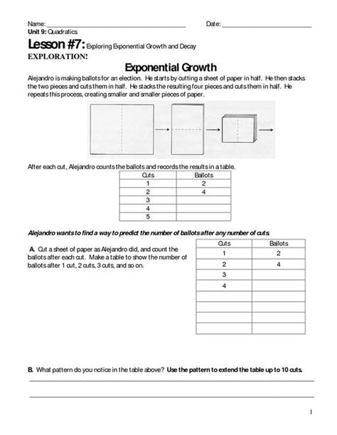 Exponential Growth And Decay Worksheet Answer