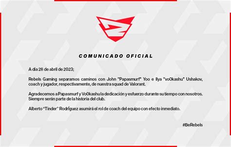 Rebels Gaming on Twitter COMUNICADO OFICIAL Actualización en el