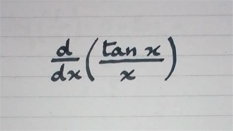 Derivative Of Tanx X Differentiation Of Trigonometric Function Youtube