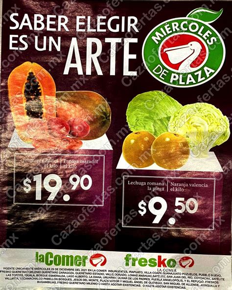 Folleto Miércoles de Plaza 29 de diciembre 2021 en la Comer y Fresko