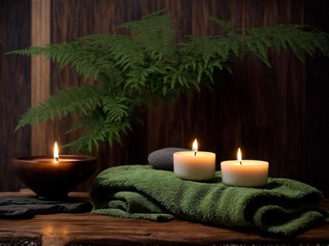 Premium Photo Elegant Serenity Towel Candles Hot Stone