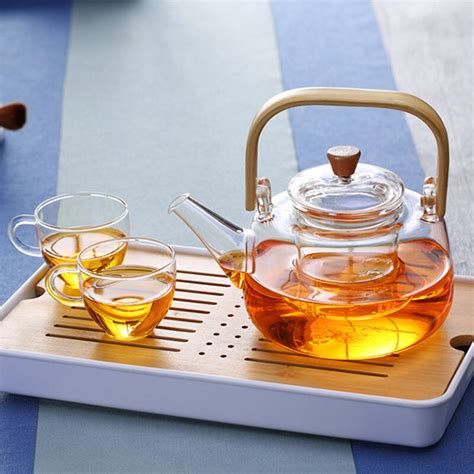 Glass Teapot Heat Resistant Borosilicate Glass Teapot Boiling Teapot Thickened Bamboo Handle