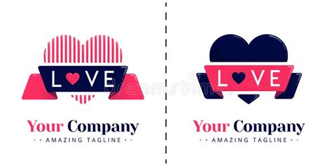 Love Logos With Lines And Solid Themes With Ribbons And Love Letters