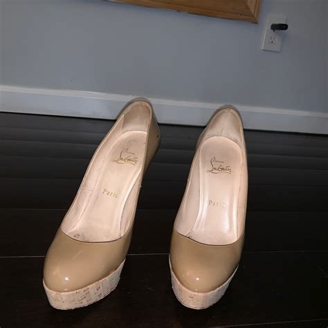 Christian Louboutin Patent Nude Cork Heels Gem