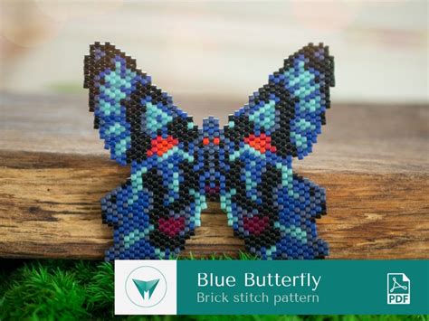 Butterfly Blue Brick Stitch Pattern Pdf Pattern Real Buttefly Brick