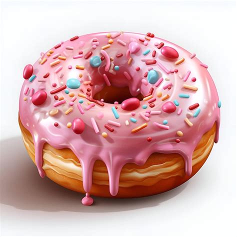 Premium Photo Donut With Pink Glaze And Sprinkles On A White Background