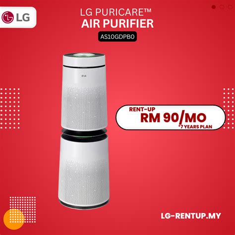 Lg Puricare™ 360º Air Purifier As10gdwb0 Rm90 Mo Lg Rent Up Hepa Filter Thinq