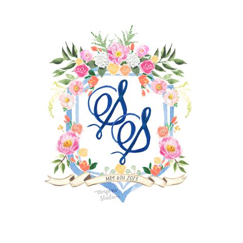 Custom Illustrated Watercolor Wedding Crest