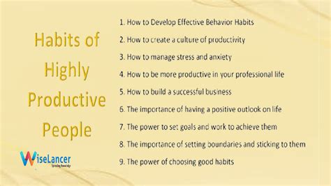 Habits Of Highly Productive People WiseLancer