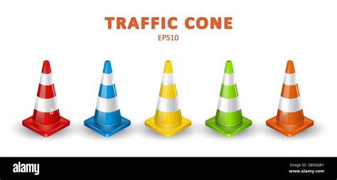 Traffic Cones Collection Isometric Set Of Colorful Icons For Web