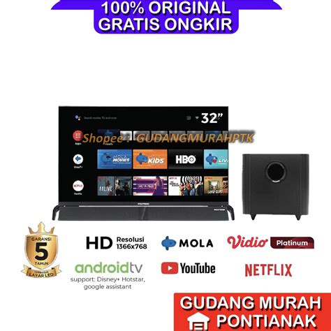 Jual Tv Polytron Smart Android Sound Bar Speaker Terpisah Tower