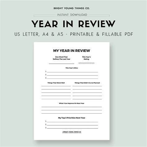 Year In Review Template Year In Review Printable Annual Review Self