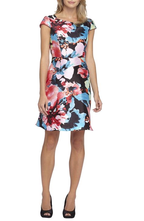 Tahari Floral Fit And Flare Dress Fit Flare Dress Fit And Flare Dresses