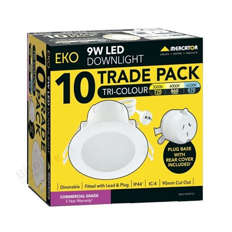 Eko W Led Ip Downlight White Tri Colour Md W Cct Mm Cutout