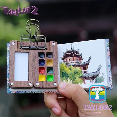 Ataylor Wooden Paint Empty Box Empty Box Portable Mini Watercolor