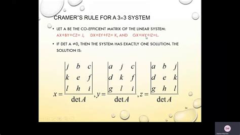 Cramers Rule For A 33 System Youtube