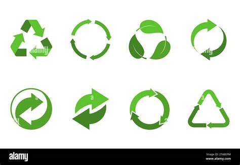 Recycling Symbole sind isoliert auf weißem Hintergrund gesetzt Pfeil