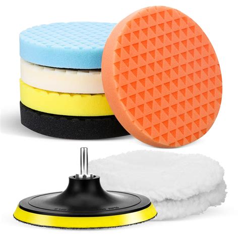 8 Pcs 6 Inch Sponge Polishing Waxing Buffing Pads Kit For Car Polisher Buffer Automotive Tools