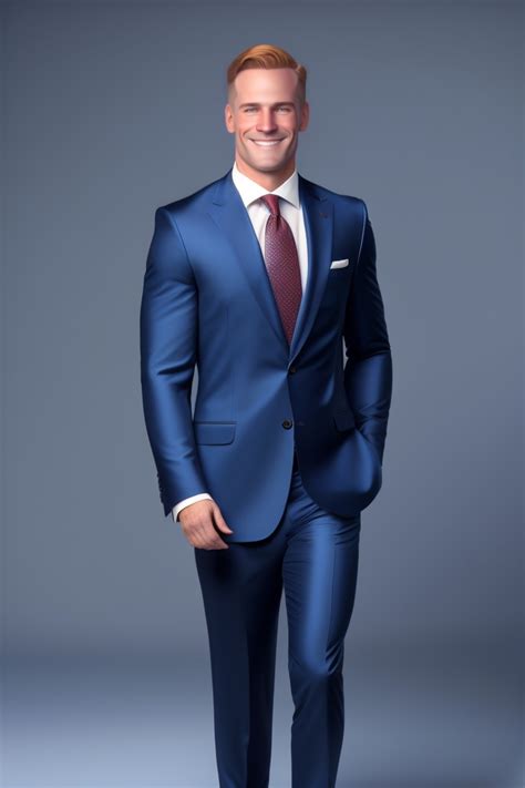 Lexica Full Body Dark Blue Suit Blue Tie Businessman With Light