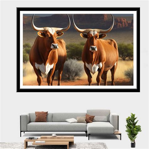 Wall Art Unframed - Two Afrikaner Cattle Are Standing In The Picture ...