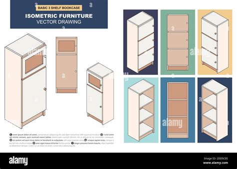 Isometric Furniture Vector Drawing Of Bookcase Stock Vector Image Art