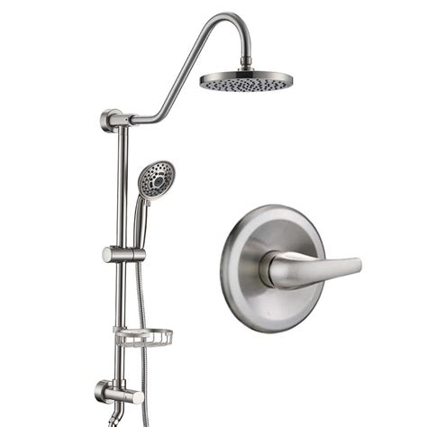 Tahanbath 5 Spray Dual Fixed And Handheld Shower Head Wall Mounted Shower System 2 5 Gpm In