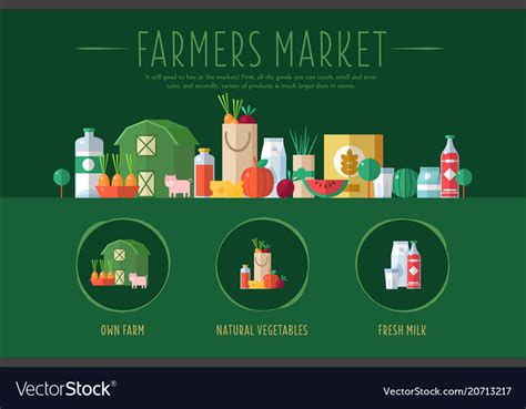 Farmers market banner with fresh farm goods and Vector Image