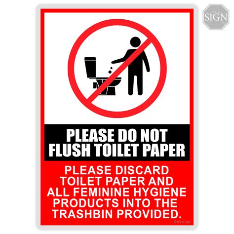 Do Not Flush Toilet Paper Use Trashbin Restroom Sign Laminated