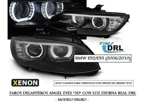 Juego De Faros Delanteros Bmw E92 E93 06 10 Ojos De Angel Led Negro Xenon