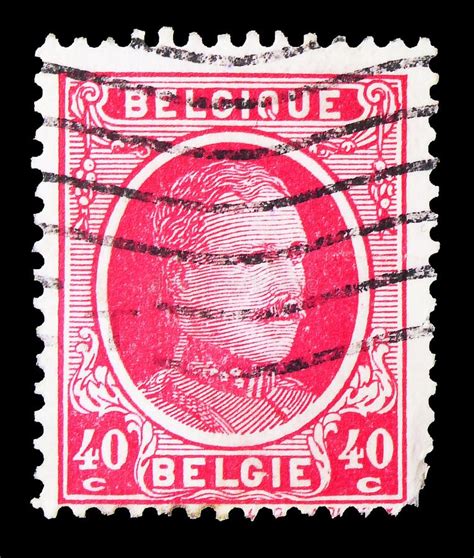 Postage Stamp Printed In Belgium Shows King Albert I Type Houyoux