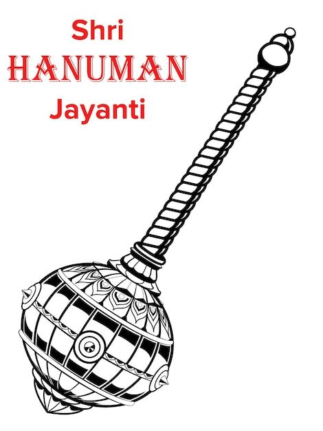 Premium Vector | Lord Hanuman weapon (Gada) Jay Shri Ram, Happy Hanuman ...