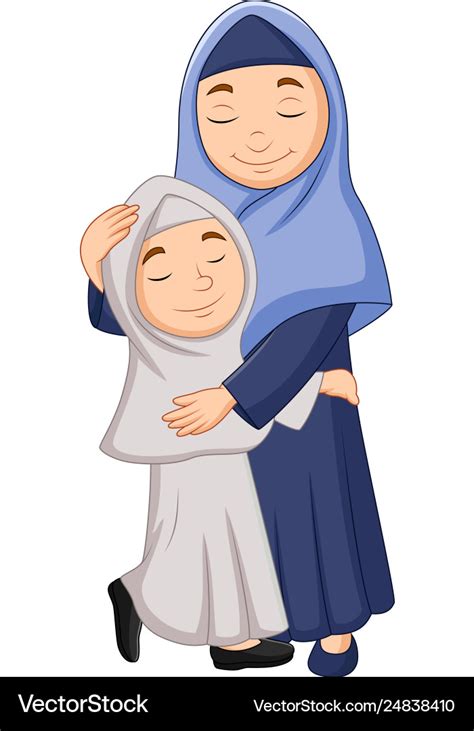 Muslim Mother And Daughter Hugging Royalty Free Vector Image