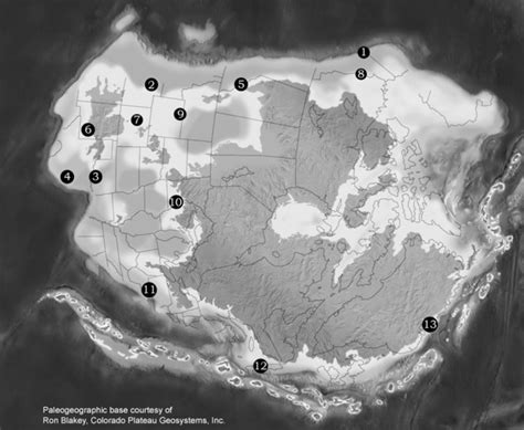 Paleogeographic Map Showing Locations In Laurentian North America