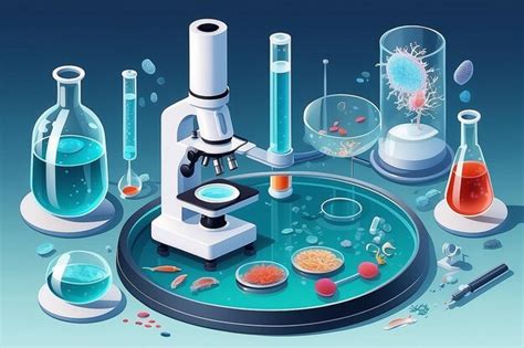 Escena Isométrica do Mundo Microscópico para Aprender Biologia Foto