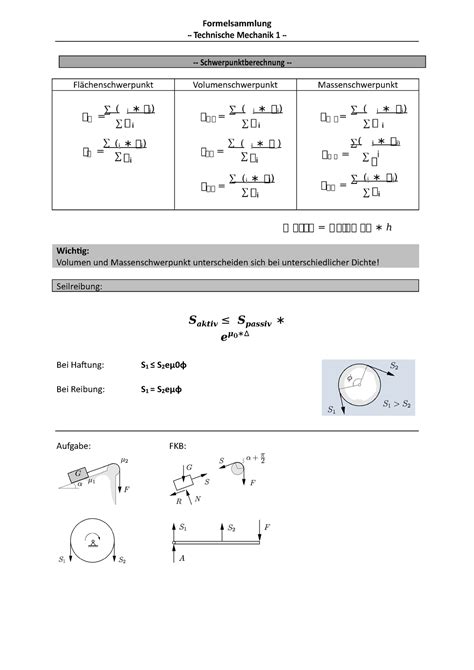 TM1 Formelsammlung für Klausur Formelsammlung Technische