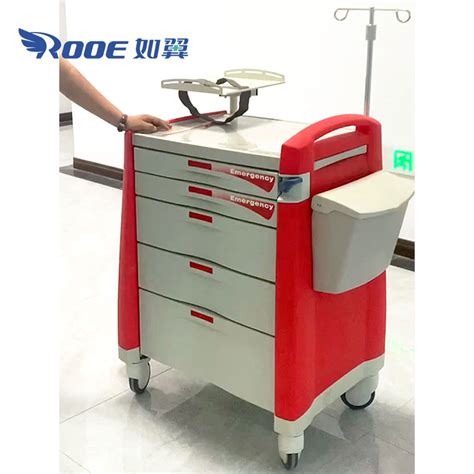 Multi Purpose 5 Drawers Red Crash Cart Isolation Cart