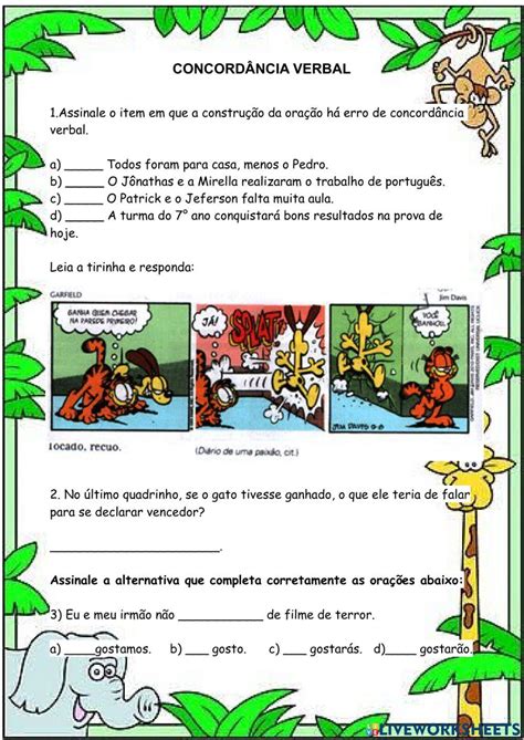 Exercícios De Concordância Nominal Para 7 Ano Com Gabarito